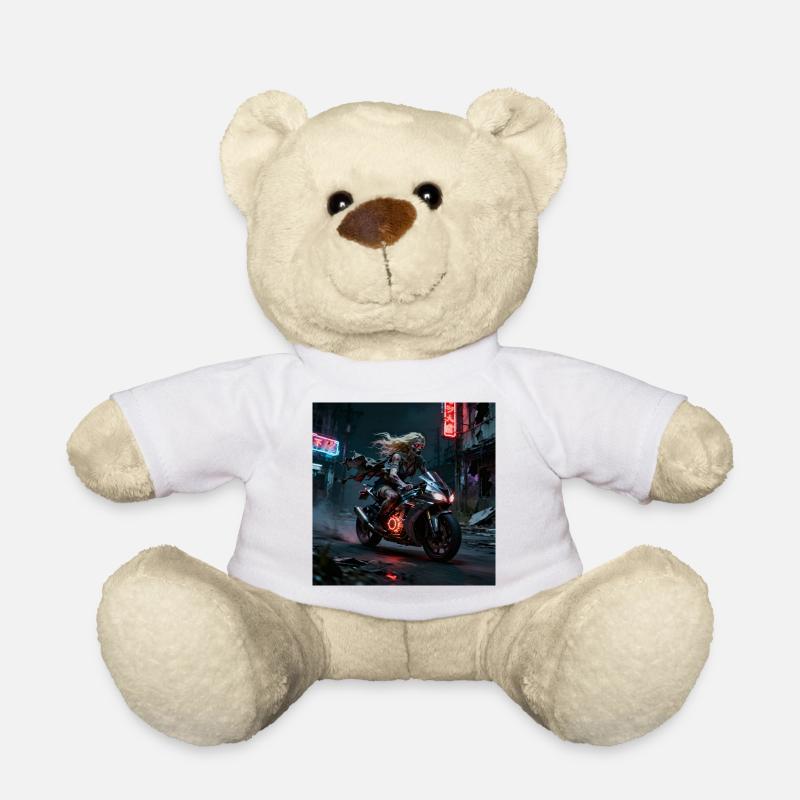 Zombie nocturne blonde à moto - Nounours - blanc