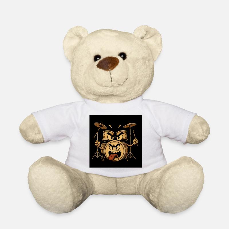 Angry Drum Monster - Teddy Bear - white