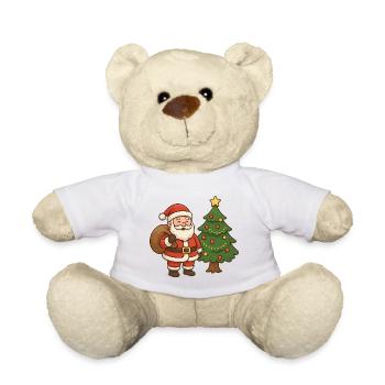 Père Noël avec illustration de sapin de Noël - Nounours - blanc - Devant