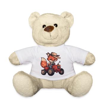 Fox Tractor Farmer - Teddy Bear - white - Front