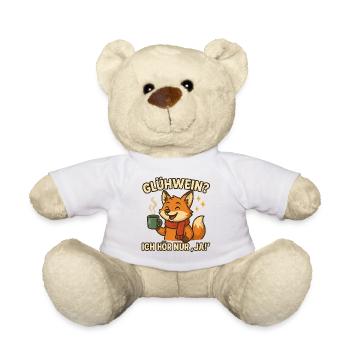 Winterfuchs genießt Glühwein - Teddy - Weiß - Vorne