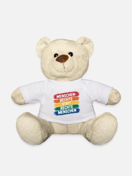 Menschenrechte statt rechte Menschen - Gegen Recht - Teddy - Weiß