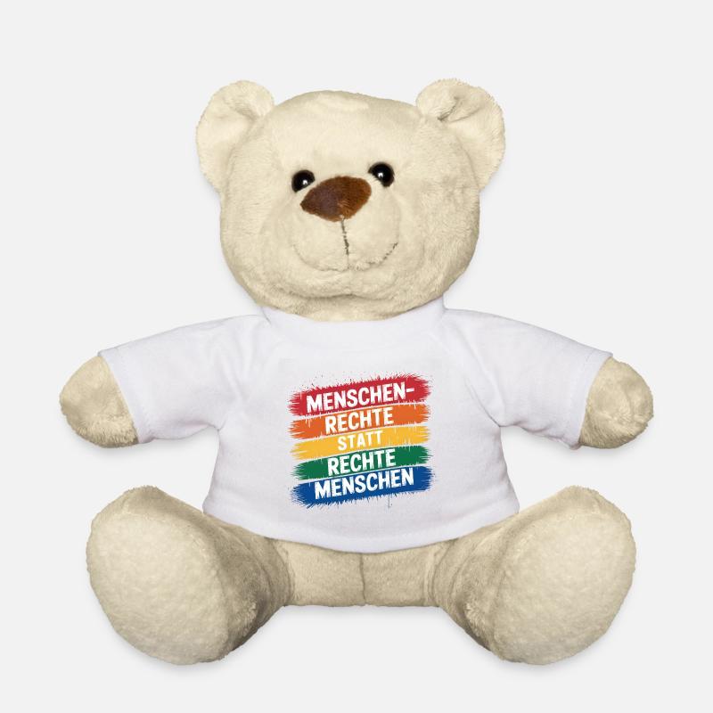 Menschenrechte statt rechte Menschen - Gegen Recht - Teddy - Weiß