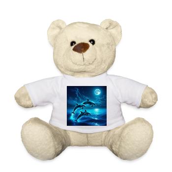 Moonlit Night Dolphin Jumps - Teddy Bear - white - Front