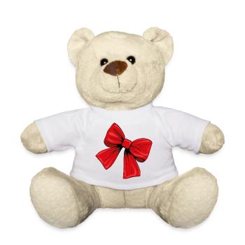 rote Schleife - Teddy - Weiß - Vorne