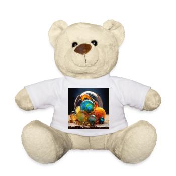 Farbige Glasblasen Kunst - Teddy - Weiß - Vorne