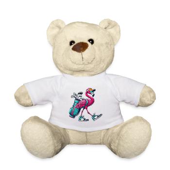 Lustiger Flamingo-Golfer-Cartoon Cooles Golftier - Teddy - Weiß - Vorne