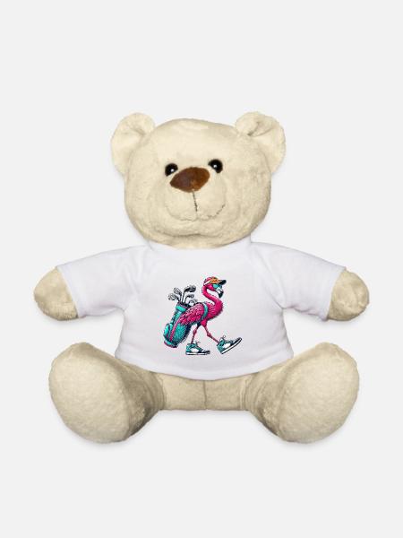 Lustiger Flamingo-Golfer-Cartoon Cooles Golftier - Teddy - Weiß