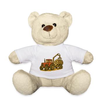 Forest Tractor with Timber Load - Teddy Bear - white - Front
