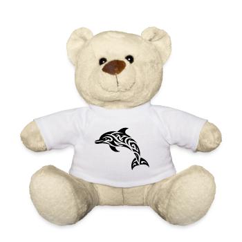 Jumping Tribal Tattoo Bottlenose dolphin dolphin - Teddy Bear - white - Front