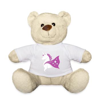 Licorne avec cape, magie dans le cœur - Nounours - blanc - Devant