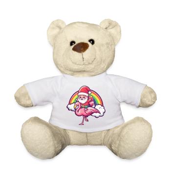 Flamingo Weihnachtsmann Weihnachten - Teddy - Weiß - Vorne
