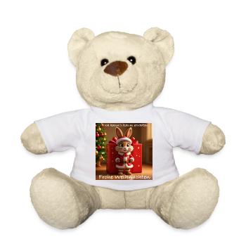Lapin de Noël en costume de Père Noël - Nounours - blanc - Devant