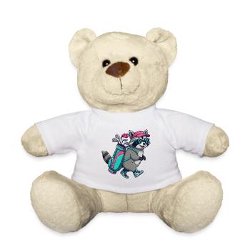 Lustiger Waschbär-Golfer Cartoon Cooles Golftier - Teddy - Weiß - Vorne