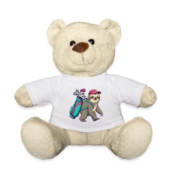 Lustiger Faultier-Golfer Cartoon Cooles Golftier - Teddy - Weiß - Vorne