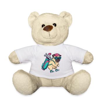 Lustiger Mops Golfer Cartoon Cooles Golftier - Teddy - Weiß - Vorne