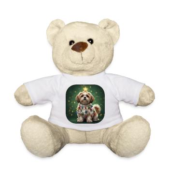 Chiot en guirlande de Noël - Nounours - blanc - Devant
