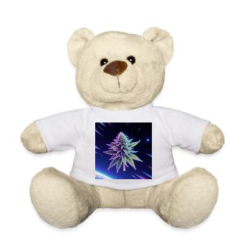 Neon Weltraum Cannabis Blatt - Teddy - Weiß - Vorne