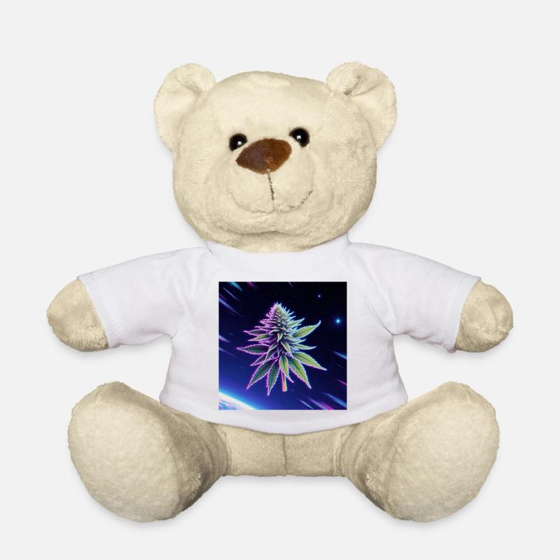 Neon Space Cannabis Leaf - Teddy Bear - white