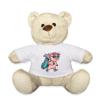 Lustiger Schwein-Golfer-Cartoon Cooles Golftier - Teddy - Weiß - Vorne