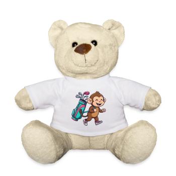 Lustiger Affe, Golfer, Cartoon, cooles Golftier, - Teddy - Weiß - Vorne