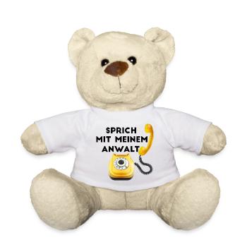 Yellow retro phone - Teddy Bear - white - Front