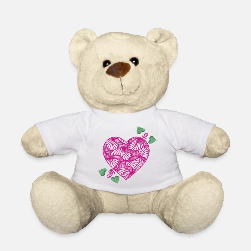 romantisches Herz - Teddy - Weiß