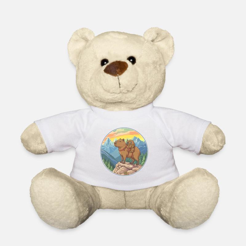 Niedliche Kapybara Wandern, Camping Bergabenteuer - Teddy - Weiß