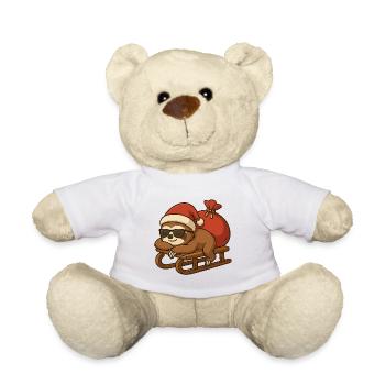 Cooles Weihnachtsfaultier auf Schlitten - Teddy - Weiß - Vorne