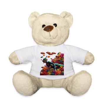 Coral reef diver with colorful fish - Teddy Bear - white - Front