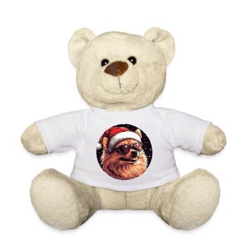 Chien cool avec un chapeau de Père Noël - Nounours - blanc - Devant