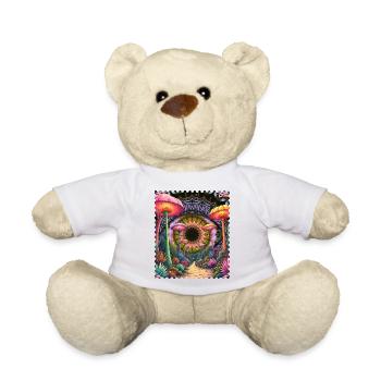 Psychedelischer Pilzpfad Mandala - Teddy - Weiß - Vorne