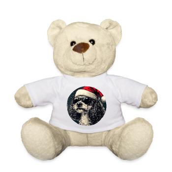 Weihnachts-Pudel mit Sonnenbrille - Teddy - Weiß - Vorne