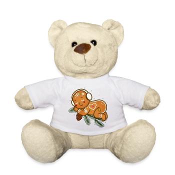 Bébé pain d’épices blotti sur des branches de sapin - Nounours - blanc - Devant