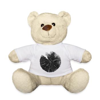 Baumscheibe Holzringe – Dunkles Naturmotiv - Teddy - Weiß - Vorne