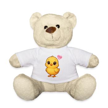 Colorful chick with love heart - Teddy Bear - white - Front