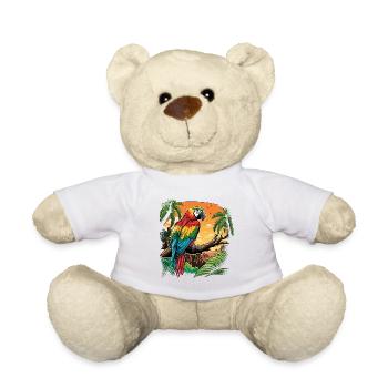 Magnificent parrot in the tropical forest - Teddy Bear - white - Front