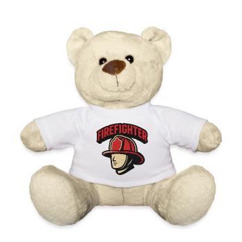 Firefighter Hero Retro - Teddy Bear - white - Front