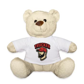 Tête de camionneur avec casquette rouge - Nounours - blanc - Devant