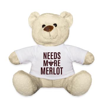 Needs More Merlot Wein Spruch für Genießer - Teddy - Weiß - Vorne