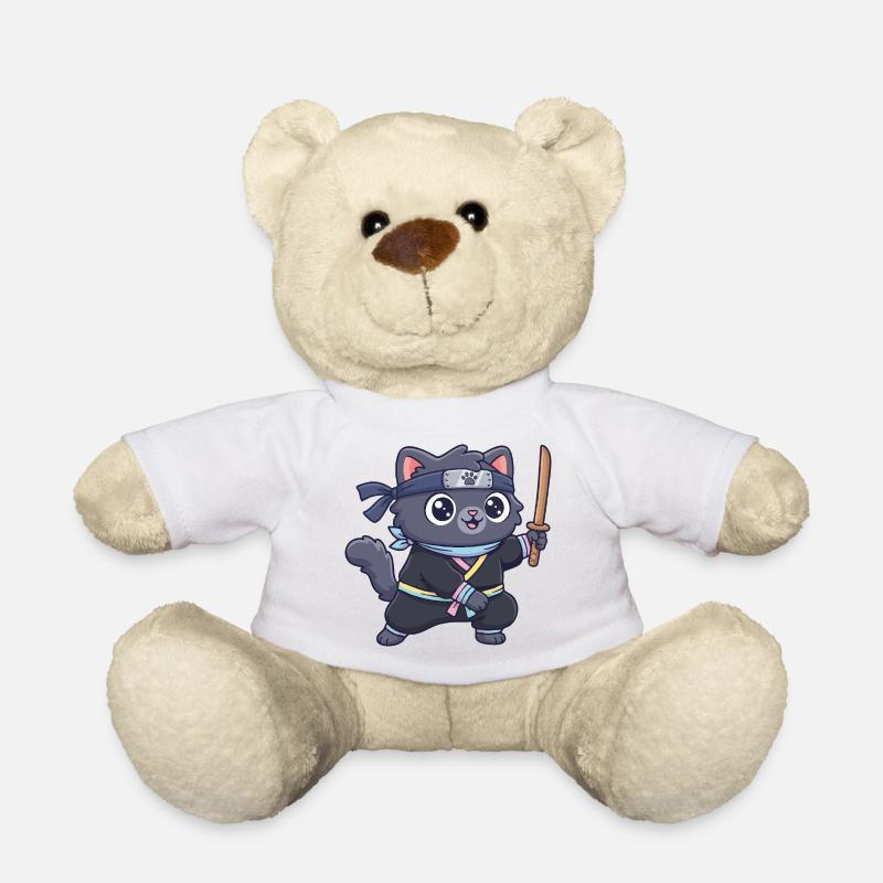 Chat ninja en costume de samouraï - Nounours - blanc
