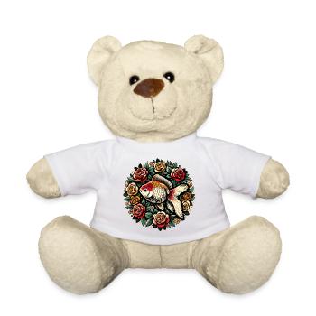 Koi-und-Rosen-Kreis-Design - Teddy - Weiß - Vorne
