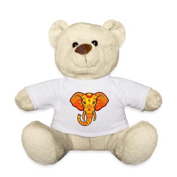 Vibrant orange elephant - Teddy Bear - white - Front
