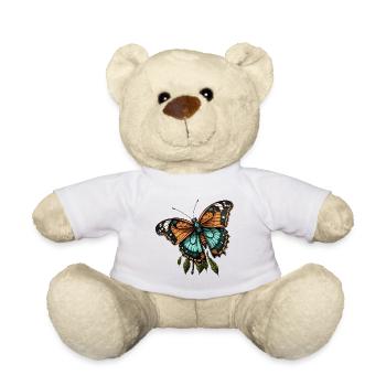 Papillon sarcelle orange - Nounours - blanc - Devant
