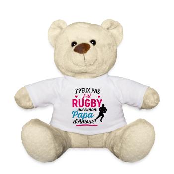 Rugby-Papa in Pink Heart - Teddy - Weiß - Vorne