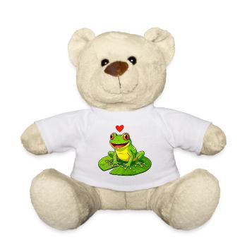Frosch mit Herz auf Seerose. - Teddy - Weiß - Vorne