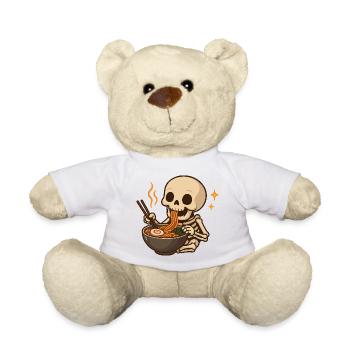 Skeleton with noodles ramen kawaii skeleton - Teddy Bear - white - Front