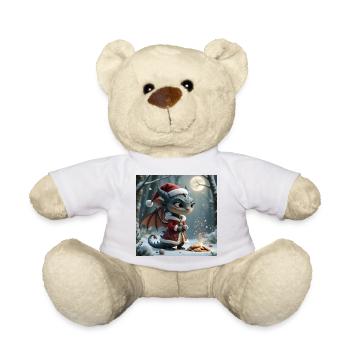 Christmas dragon in snowy forest - Teddy Bear - white - Front