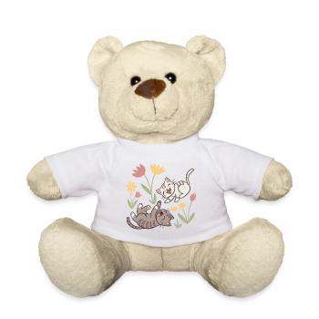 Cats at Play: Spring Flowers - Teddy Bear - white - Front