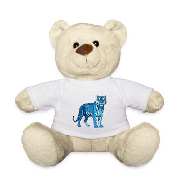 Geometrischer BlauTiger Polygon - Teddy - Weiß - Vorne